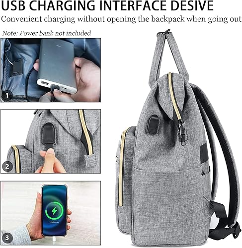 Miniatura 6 de Ytonet Mochila rosa para laptop, mochila de transporte de 17.3 pulgadas para mujeres, profesores, enfermeras con puerto de carga USB, gran