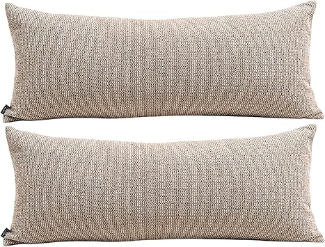 Set of 1/2 Decorative Throw Pillow Covers Rectangle, Soft Linen Cushion Covers with Hidden Zipper Removable Washable for Sofa Couch Bedroom Living Room,No InsertLight Brown,50x70cm 2pcs
