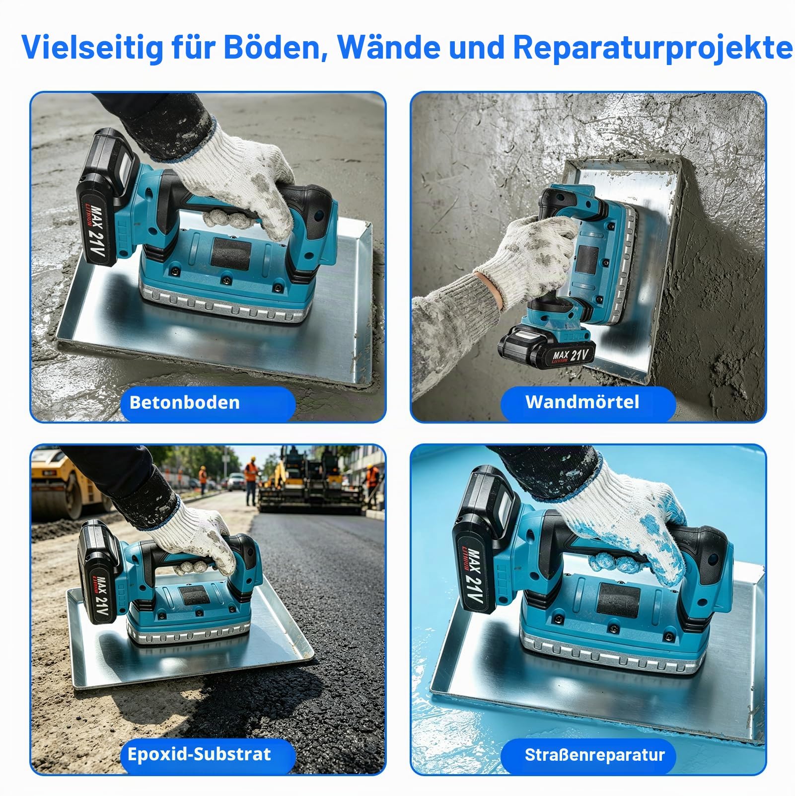 150W Akku Rüttelplatte, Elektrischer Handstampfer mit 2 Akkus, 6 Stufen
