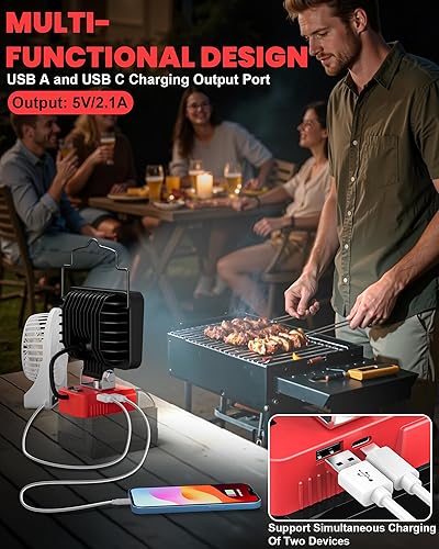 Vista 41 de LIVOWALNY Luz de trabajo LED de 30 W compatible con batería Milwaukee, linterna portátil de 3000 lúmenes, cabezal ajustable de 140° con puerto