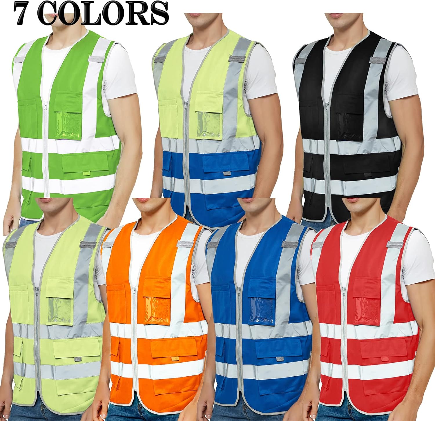 TOPTIE Safety Vest with Pockets, High Visibility Reflective Vest for Working and Running-Black-L - - 
