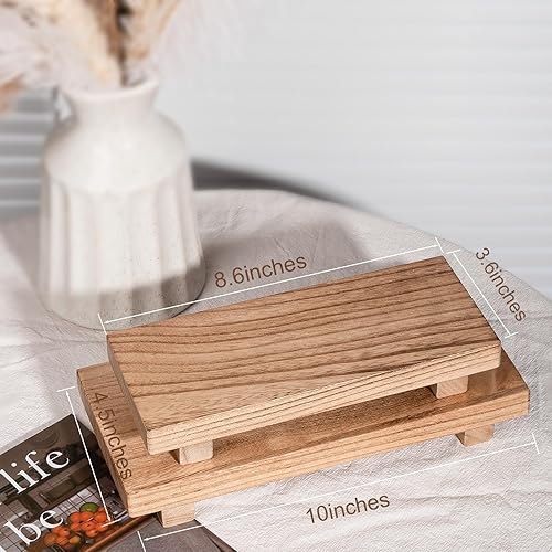 Vista 64 de zoocatia Bandeja de madera pequeña, soporte de pedestal para decoración de baño, decoración de baño, elevador de madera decorativo para cocina