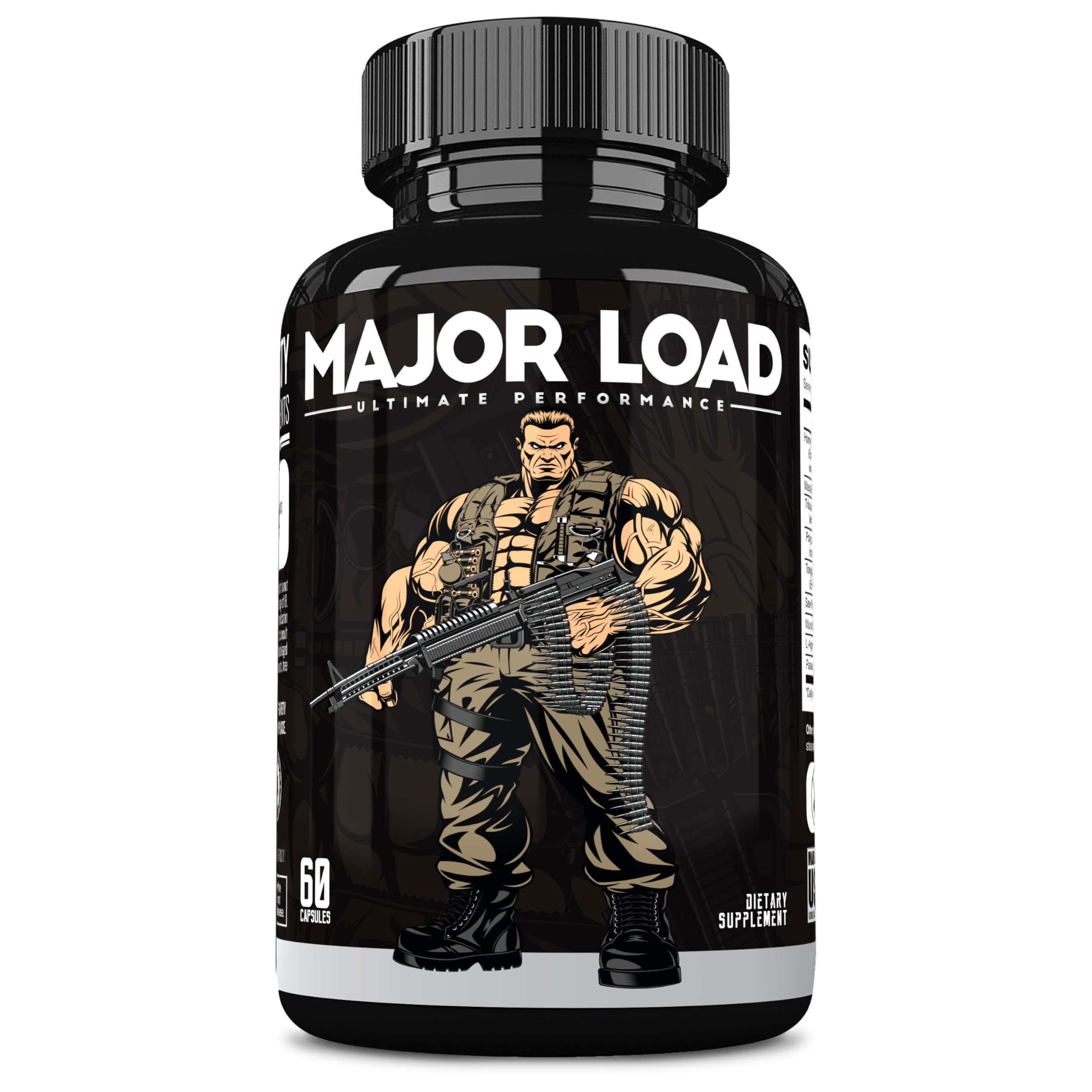 ONL Major Load Testosterone Booster for Men - Testosterone Supplements with Horny Goat Weed, Maca Root, & Tribulus Terrestris - Tongkat Ali Men's Energy, Stamina & Strength - Test Booster 60 Capsules