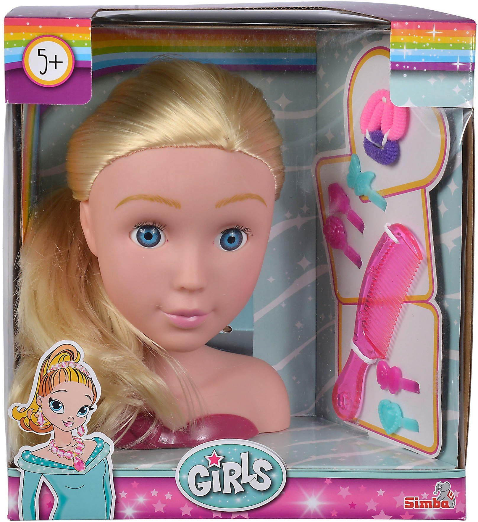 Steffi Love Girls - Cabeza de peluquería con Accesorios para el Pelo, 10 Piezas, 9 cm, a Partir de 5 años