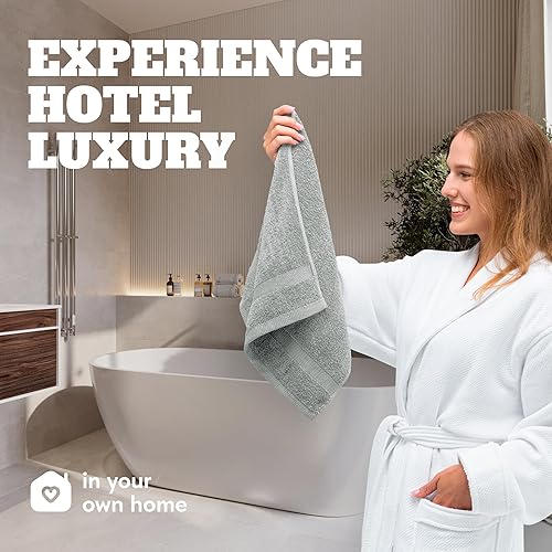 Miniatura 91 de White Classic Juego de toallas de baño suaves de lujo de algodón de 21.16 oz/m², extra grandes, 35 x 70 pulgadas, altamente absorbentes y de secado