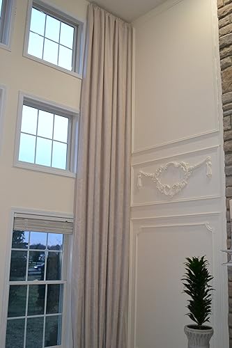 Miniatura 5 de Ikiriska Cortina de terciopelo de lujo extra larga y gruesa por encargo drape12-24 pies 2 pisos (plata, 50 x 204 pulgadas)