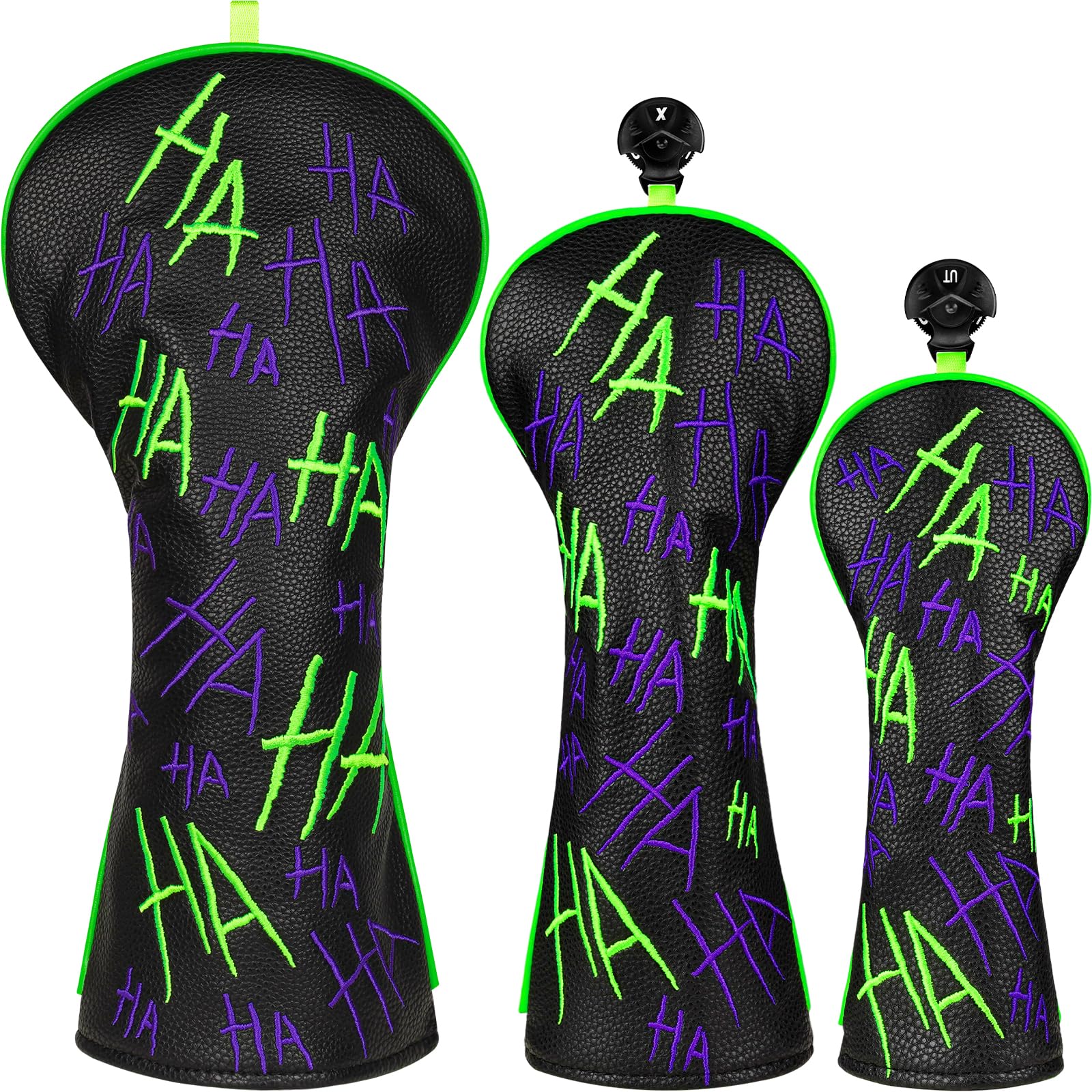LZFAN Golf Club Head Covers Driver Fairway Hybrid Mallet Blade Putter Protector Embroidered Leather DF3 Mallet Putter Cover HAHA (1.F.H)