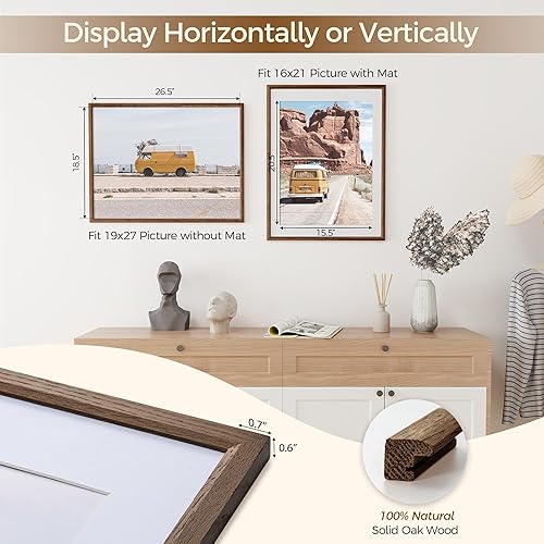 Miniatura 212 de Fun Memories Portarretratos de metal de 16 x 20 pulgadas con paspartú de 11 x 14 pulgadas, acabado de aluminio cepillado, parte delantera de vidrio