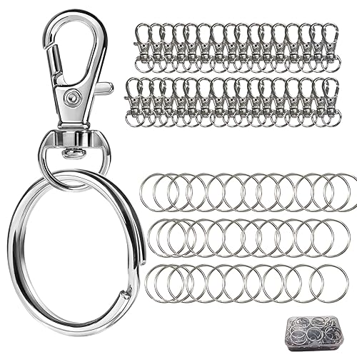 68PCS Swivel Snap Hooks with Key Rings, Metal Lobster Claw