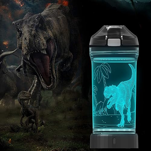 Miniatura 3 de Lightzz Botella de agua de dinosaurio, juguetes de dinosaurio para niños de 5-7, 8-12 con luz brillante 3D, regalos de dinosaurio para niños,