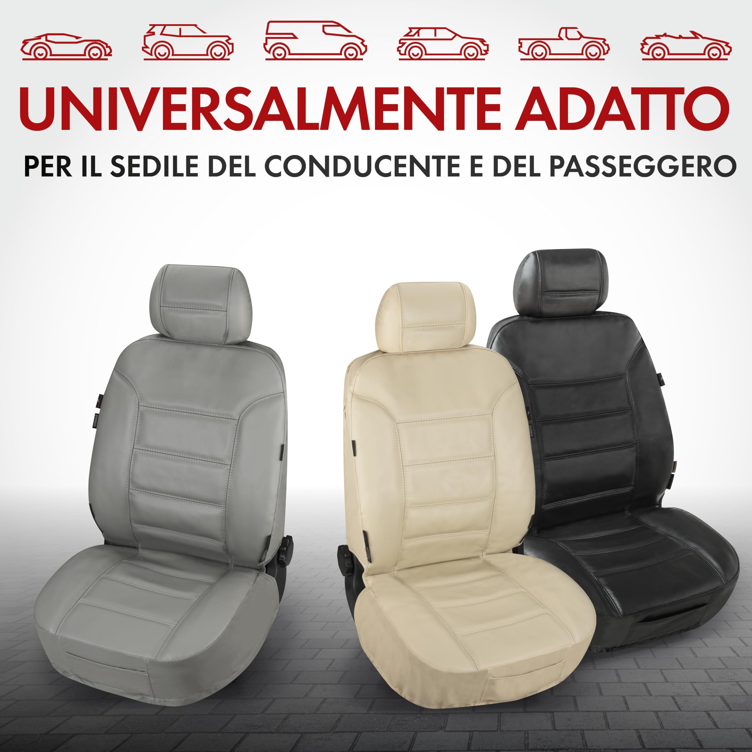 Walser coprisedile auto Billy in vera pelle, copertura in pelle di alta qualità, coprisedile in vera cuoio in misura universale beige 19636