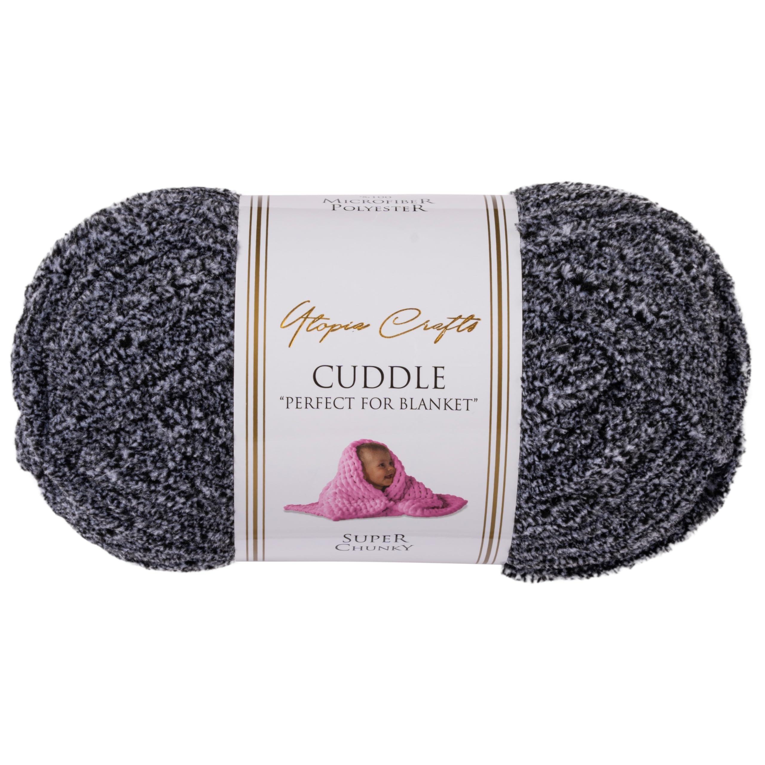 Utopia Crafts Cuddle Super Chunky Chenille Yarn Stormy Charcoal 100g 60m Ball, Fluffy Soft & Easy to Use - Image 2