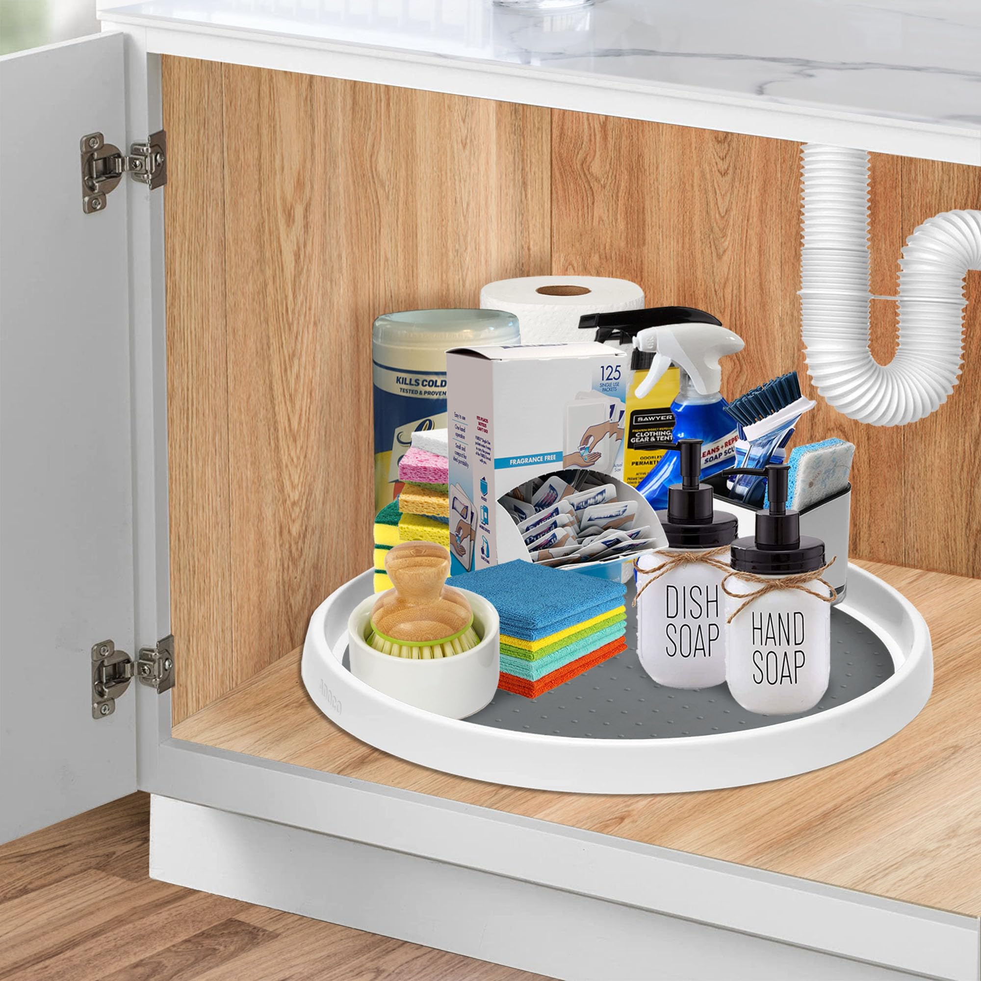 QWORK Confezione Da 2 Giradischi Per Armadietti: Lazy Susan 25 Cm, Organizer Girevole Per Dispensa E Frigo