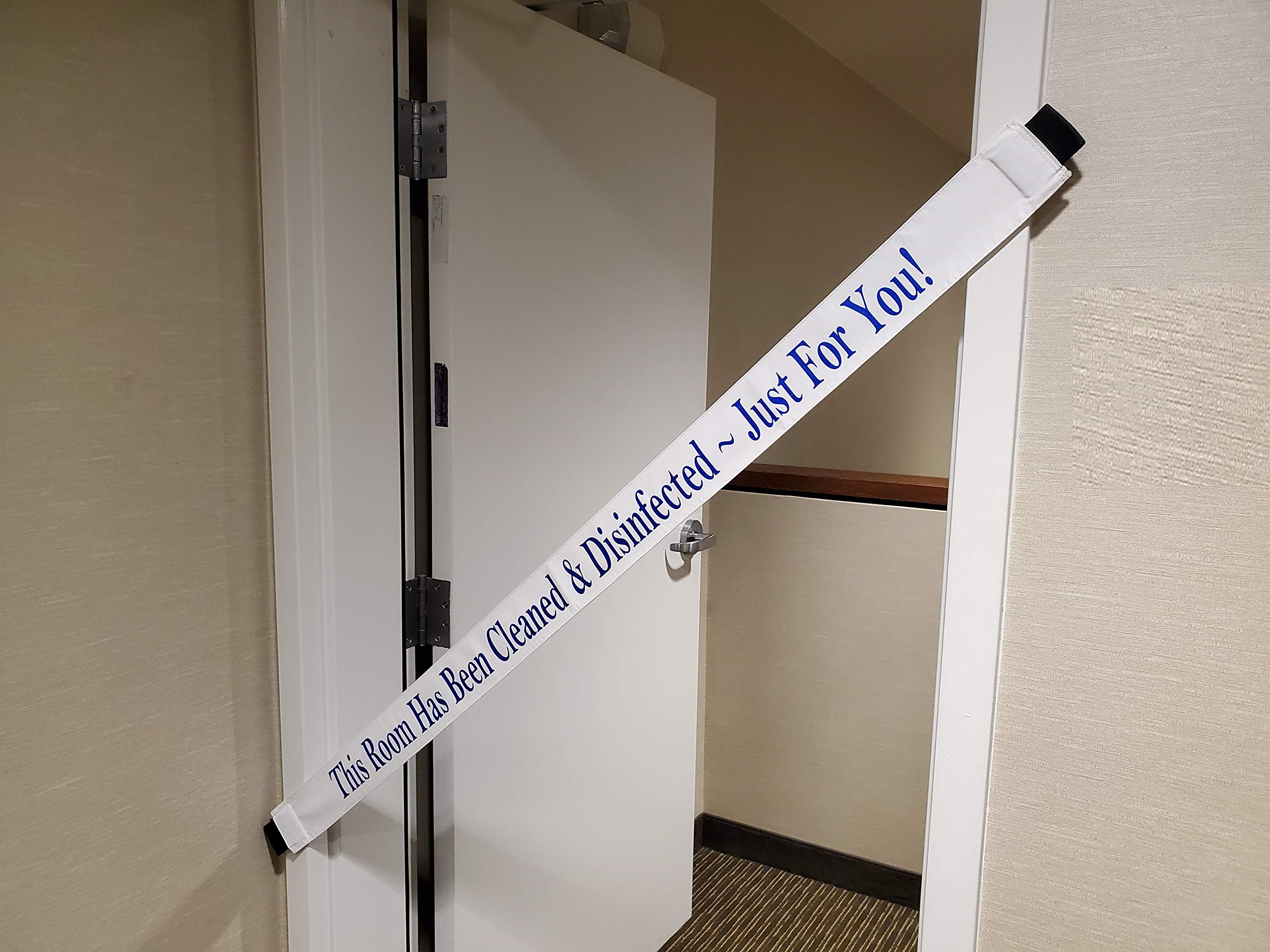 (2 Pack) Cleaned & Disinfected Safety Sign with Magnetic Ends