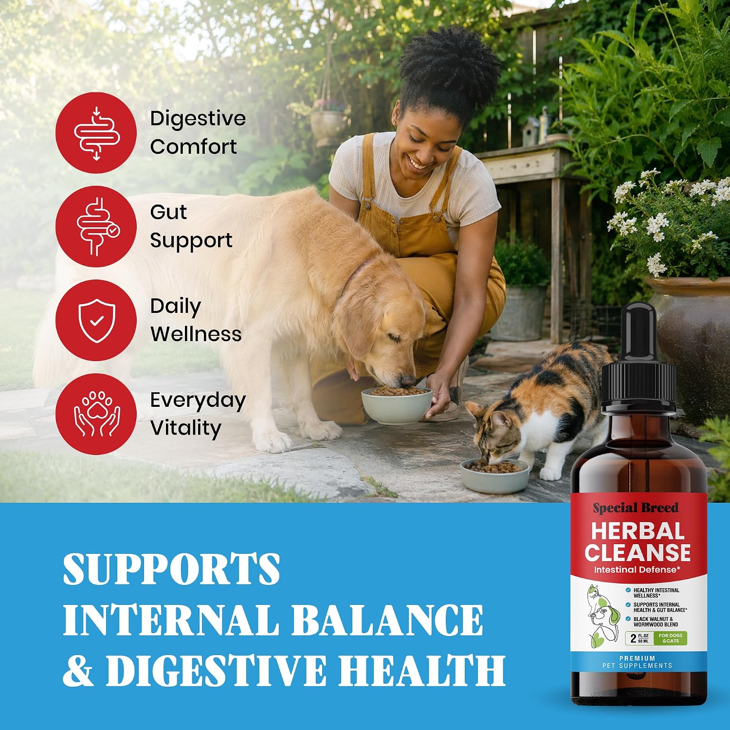 Herbal Cleanse for Dogs & Cats – Natural Intestinal Defense with Wormwood & Black Walnut – Herbal Gut Cleanse Liquid for Digestive Wellness & Gut Balance – Advanced Broad Spectrum Formula – 2 oz image 3