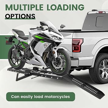 ECOTRIC 500LB Hitch Mount Motorcycle Carrier Transportation Racks Hitch Mount Rack Dirt Bike Hitch Truck Heavy Duty Steel Powder Coated Black w/Loading Ramp Tilt Stability Locking Device