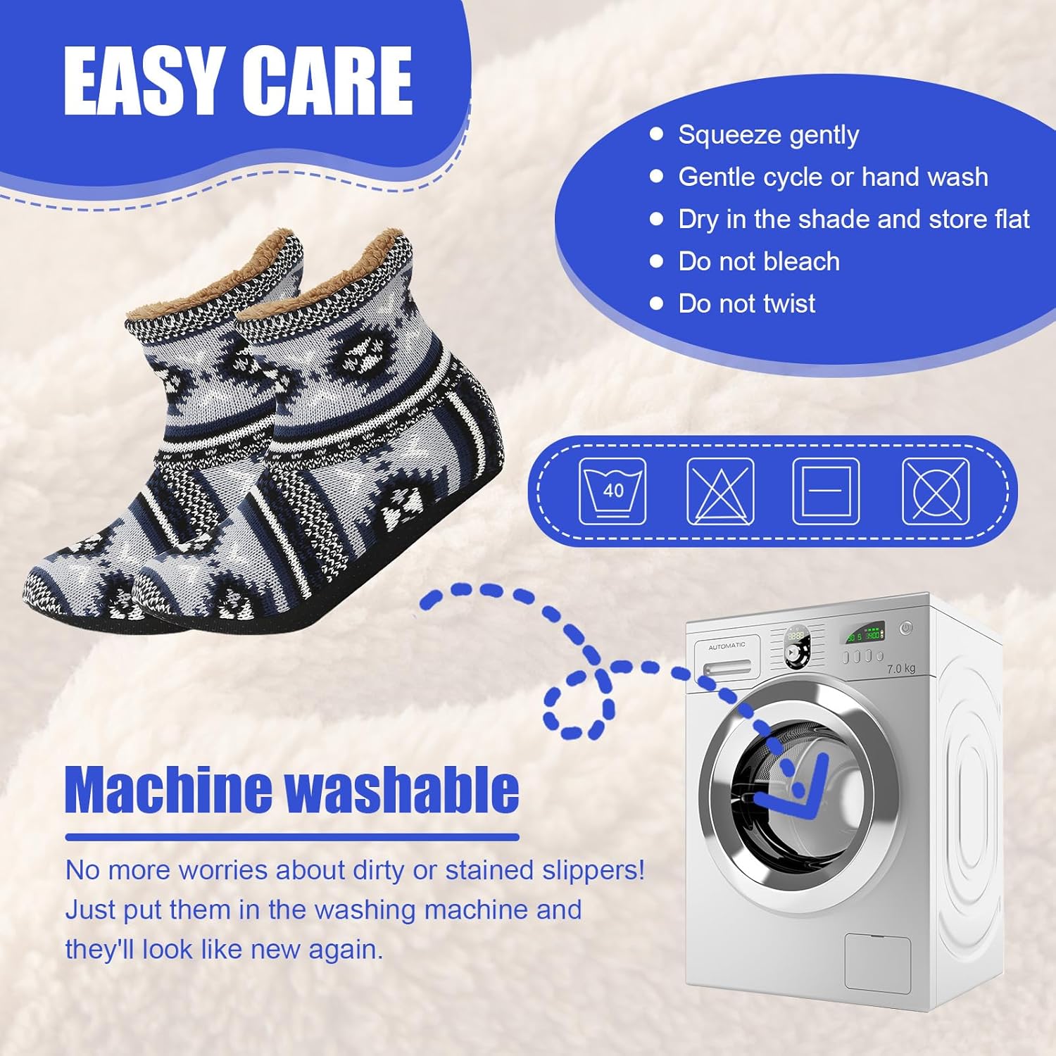 Mens Warm Slipper Socks with Grips, Winter Thick Warm Cabin Thermal Socks Thick Fleece Lined Non-Slip Socks Indoor Floor Christmas Stocking Stuffers Stocking Stuffers for Adults Men Him - Image 6