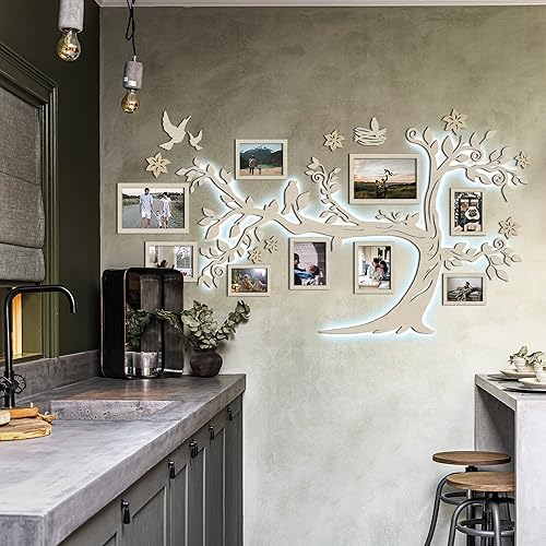 Miniatura 9 de JustLikeWood Decoración grande para el hogar, árbol genealógico de madera con marco, decoración estándar para salas de casa, calcomanías de pared