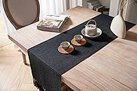 Vista 11 de ZeeMart Light Grey Table Runners 108 Inches Long, Burlap Linen Style Rustic Farmhouse Table Runner, Long Boho Dining Table Runner, 13x108 Inches