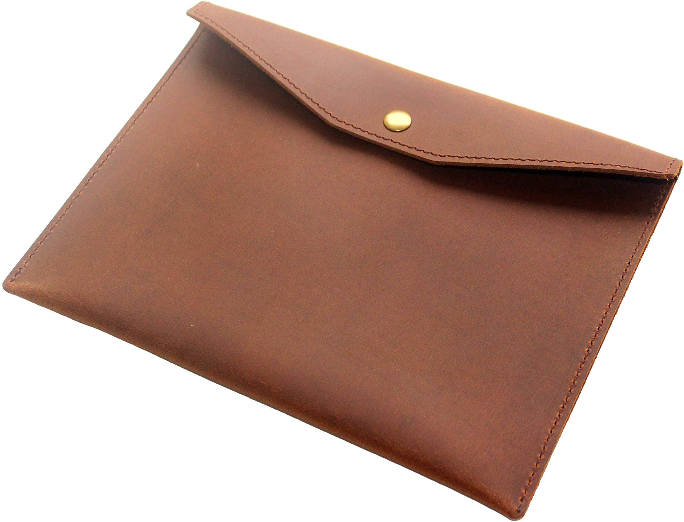 Genuine Leather Envelope Folder, A5 Size Papers File Documents Holder, Handmade Portfolio Work Essential, Business Gift, Brown