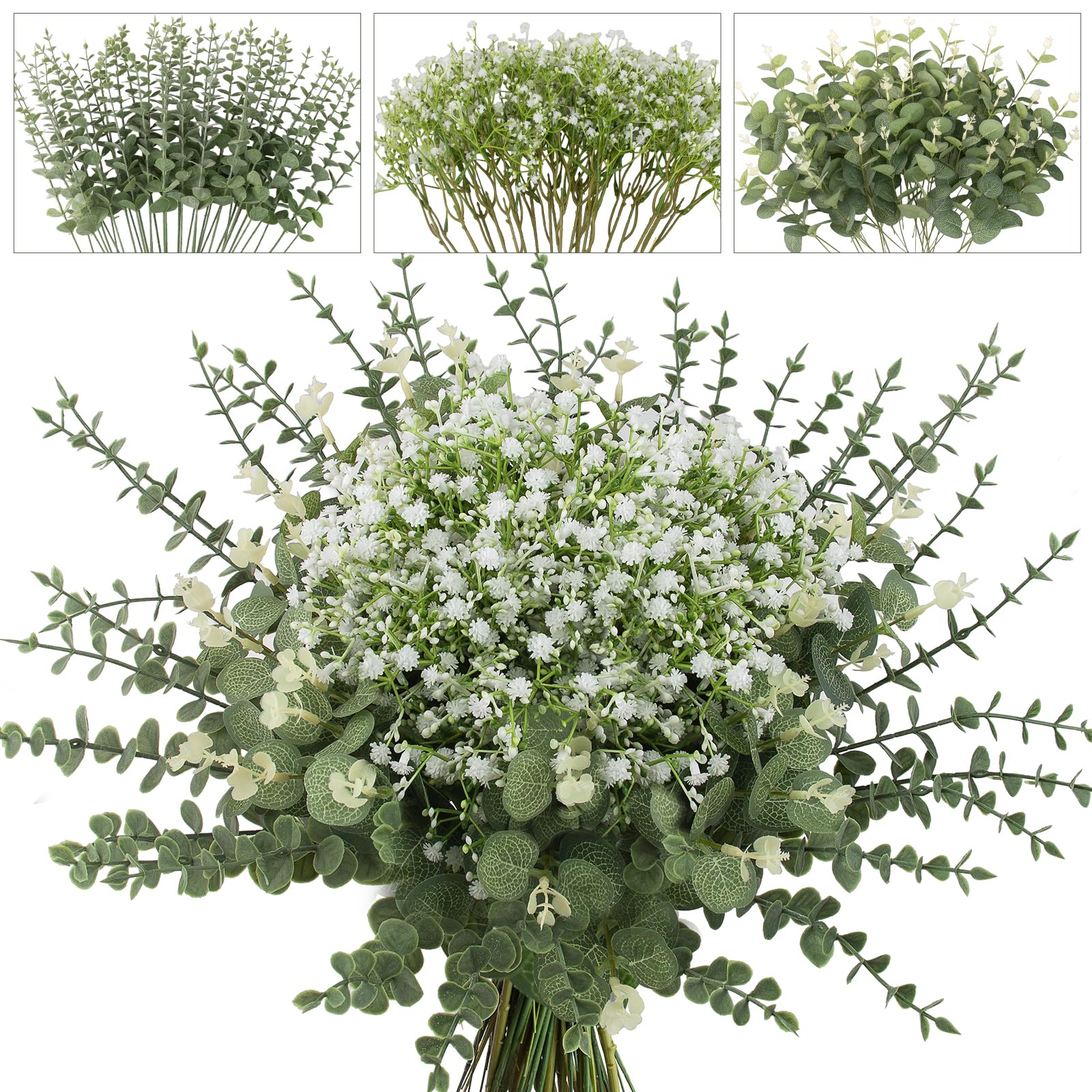 lovemoon Mixed Greenery Artificial Eucalyptus and Baby Breath