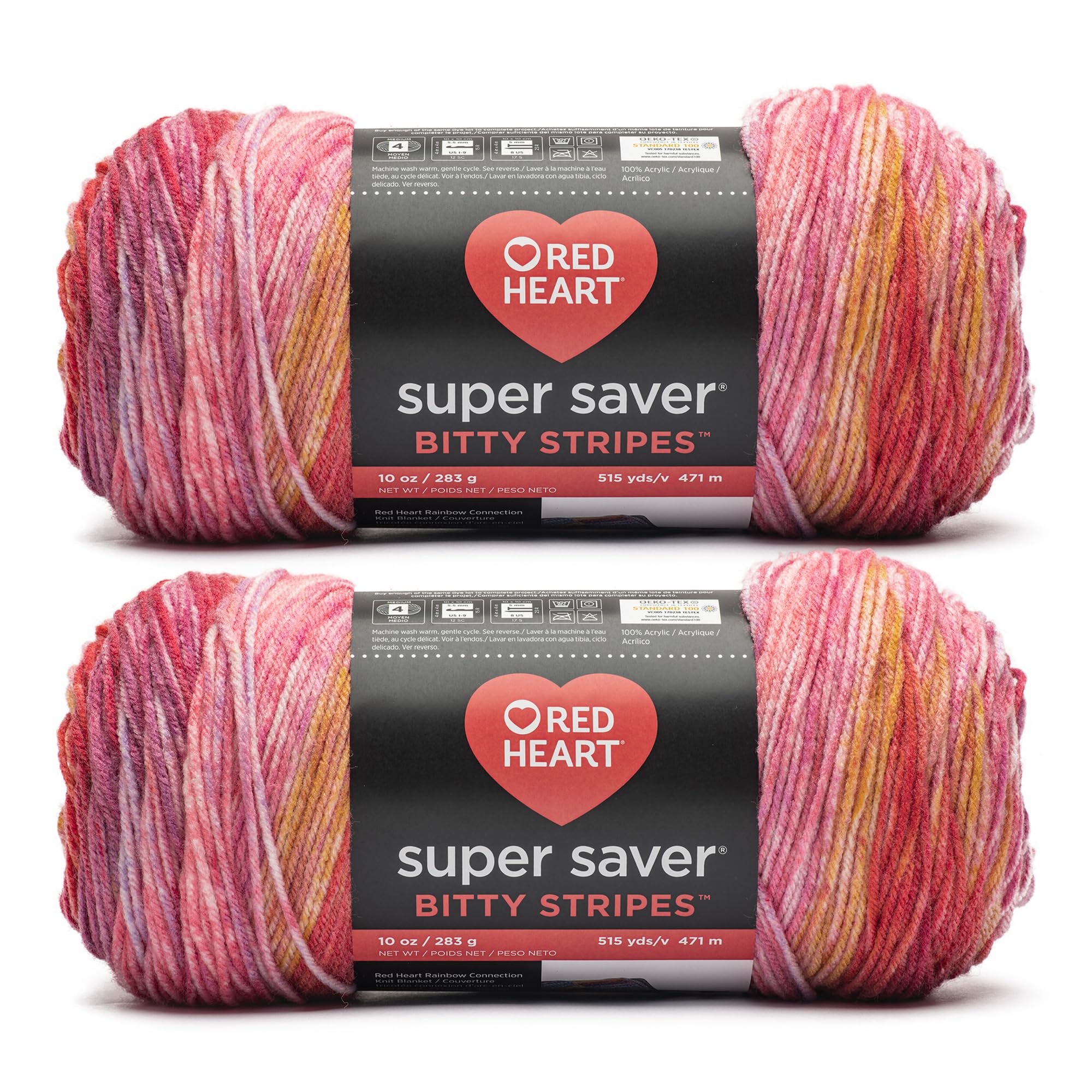 Amazon.com: Red Heart Super Saver Bitty Stripes Pink Lemonade Yarn