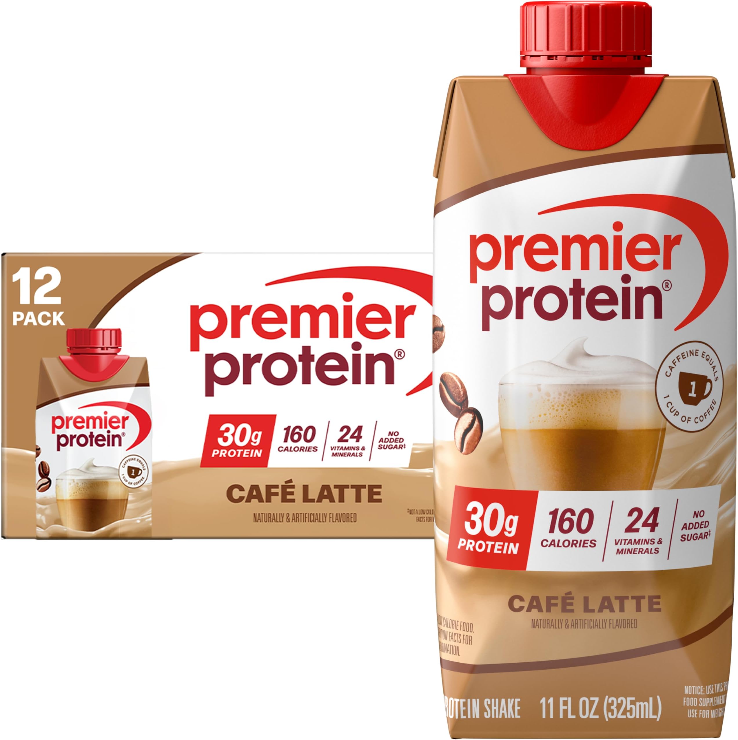 Protein Shake, Cafe Latte, 30g Protein, 1g Sugar, 11 fl oz Pack of 12