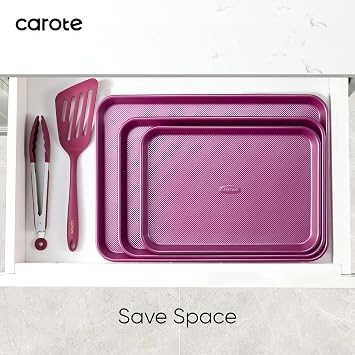 CAROTE 3-Piece Baking Sheet, Nonstick Cookie Sheets, Royal Violet
