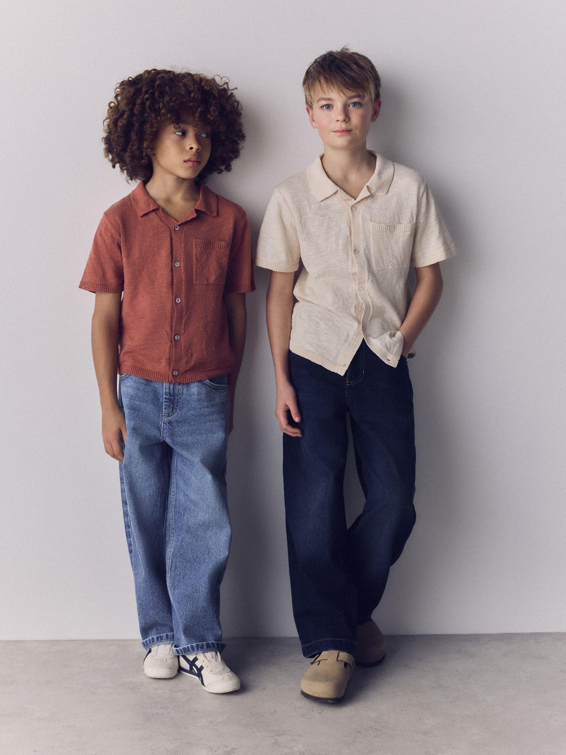 THE SET Ragazzo Confezione da 2 Cardigan in Cotone Fiammato con Bottoni