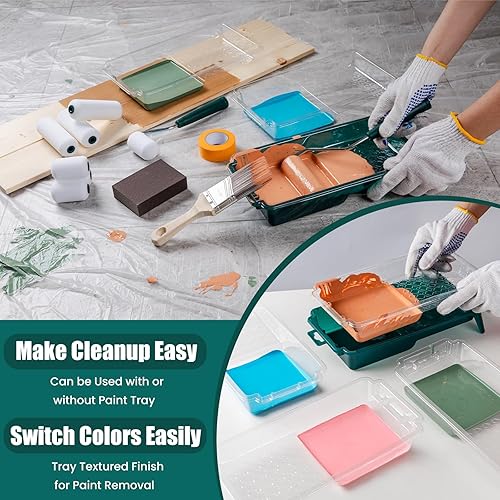 Miniatura 5 de Rodillo de pintura de espuma, paquete de 19 rodillos de pintura pequeños, rodillo de pintura de 4 x 2 pulgadas con cubiertas de rodillos de espuma,