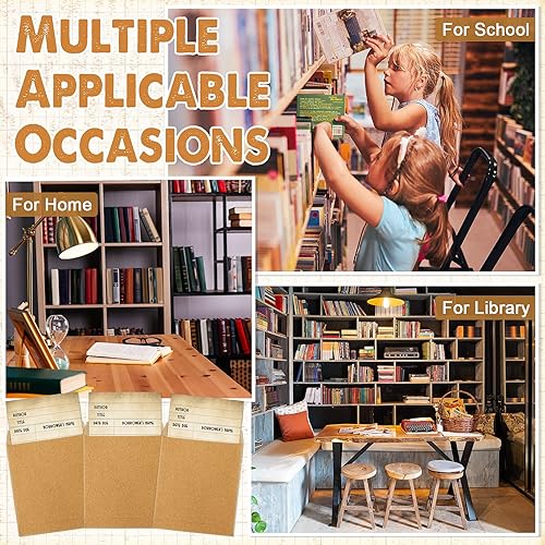 Miniatura 7 de Juego de 120 bolsillos para libros de biblioteca y libros de biblioteca tarjetas de biblioteca catálogo tarjetas de pago y sobres autoadhesivos para