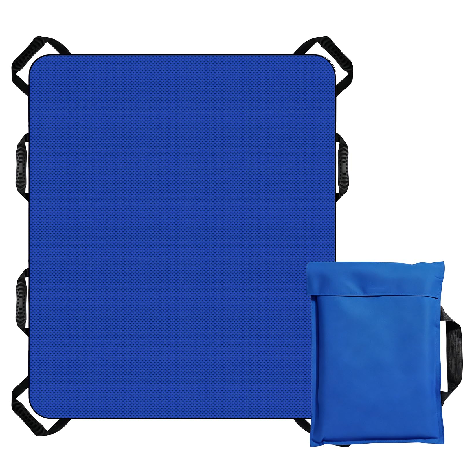 Tabla de transferencia para levantadores de pacientes, 100 x 120 cm, paño deslizante para postrados en cama con 8 asas reforzadas, tabla de transferencia de pacientes, plegable, toalla antideslizante