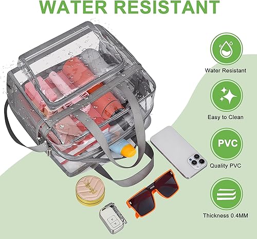 Vista 34 de Oraben Bolsa transparente transparente aprobada para estadios de 12 x 6 x 12 pulgadas, bolsa de estadio para trabajo, juegos deportivos, gimnasio