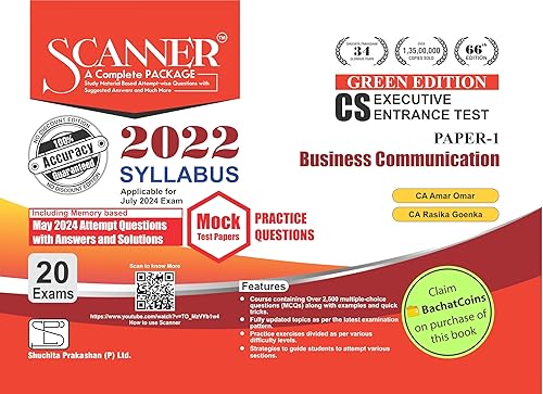 Business Communication (Paper 1 | CS Executive Entrance | CSEET) Scanner - Including questions and solutions | 2022 Syllabus | Applicable for July 2024 Exam Onwards | Green Edition