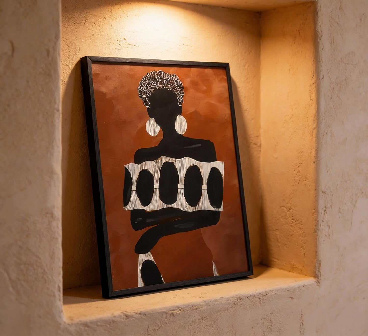 Black Woman Canvas Wall Art African AmericanPainting Picture Wall Decor Bohemian Abstraction Poster Print Artwork for Living Bedroom Office Home Decorationw Black Framed - Image 2