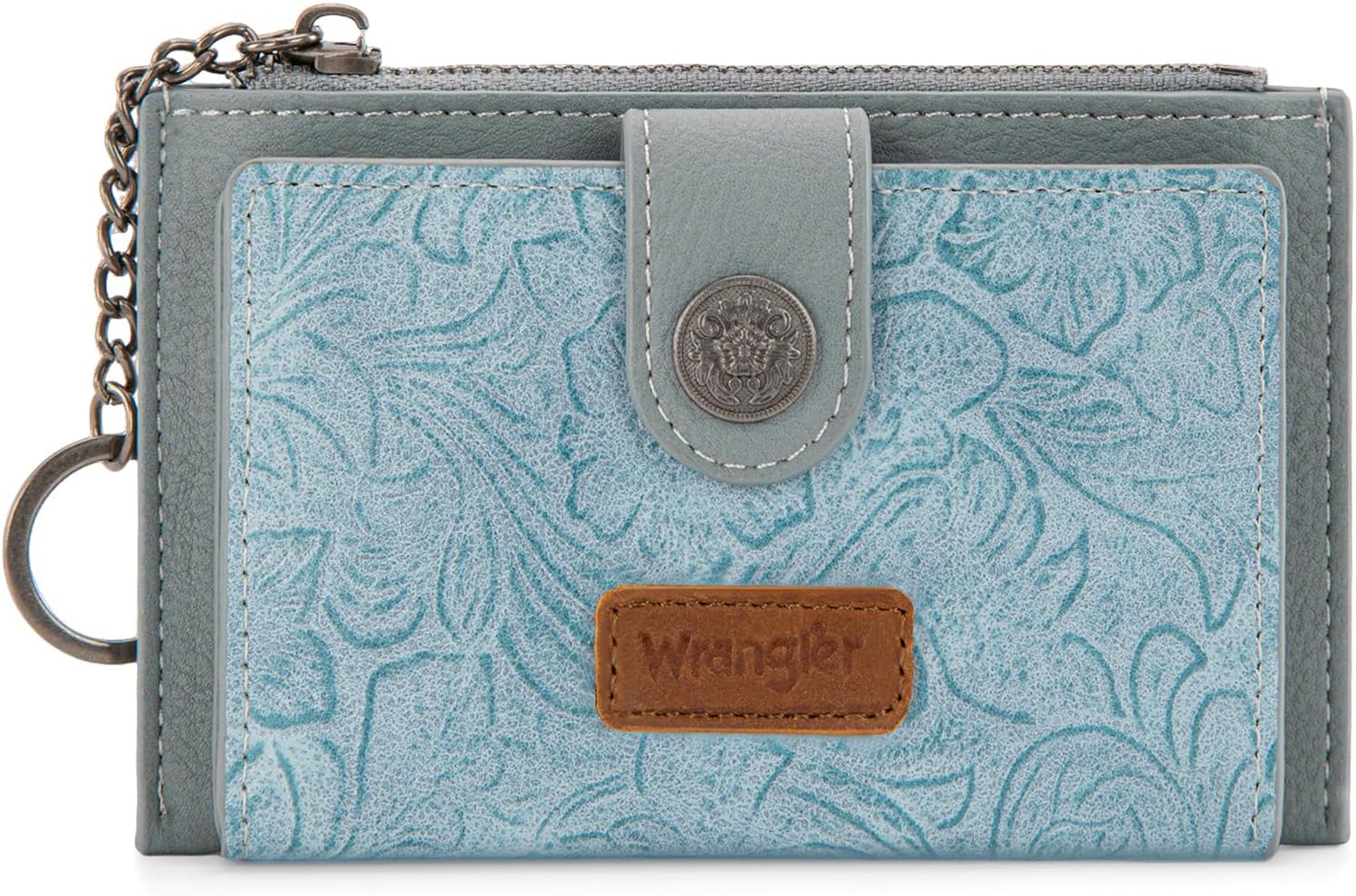 Montana West X Wrangler Small Women'S Wallet Western Keychain Card Holder for Women Slim Minimalist Wallet with Rfid Lining and Smooth Metal Zipper