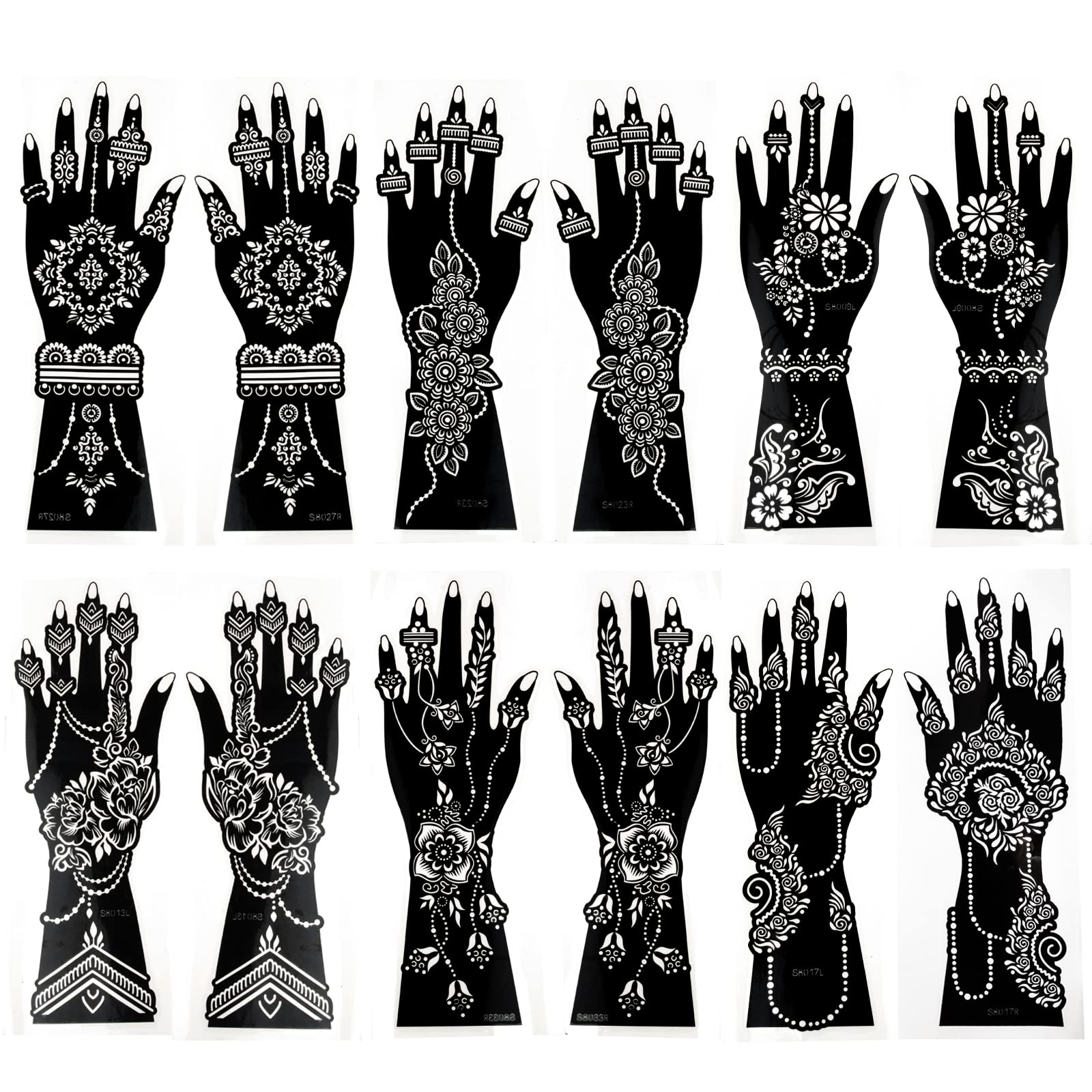 Buy Large Henna Tattoo Stencil Kit ,12 Sheets Henna Tattoo stickers for