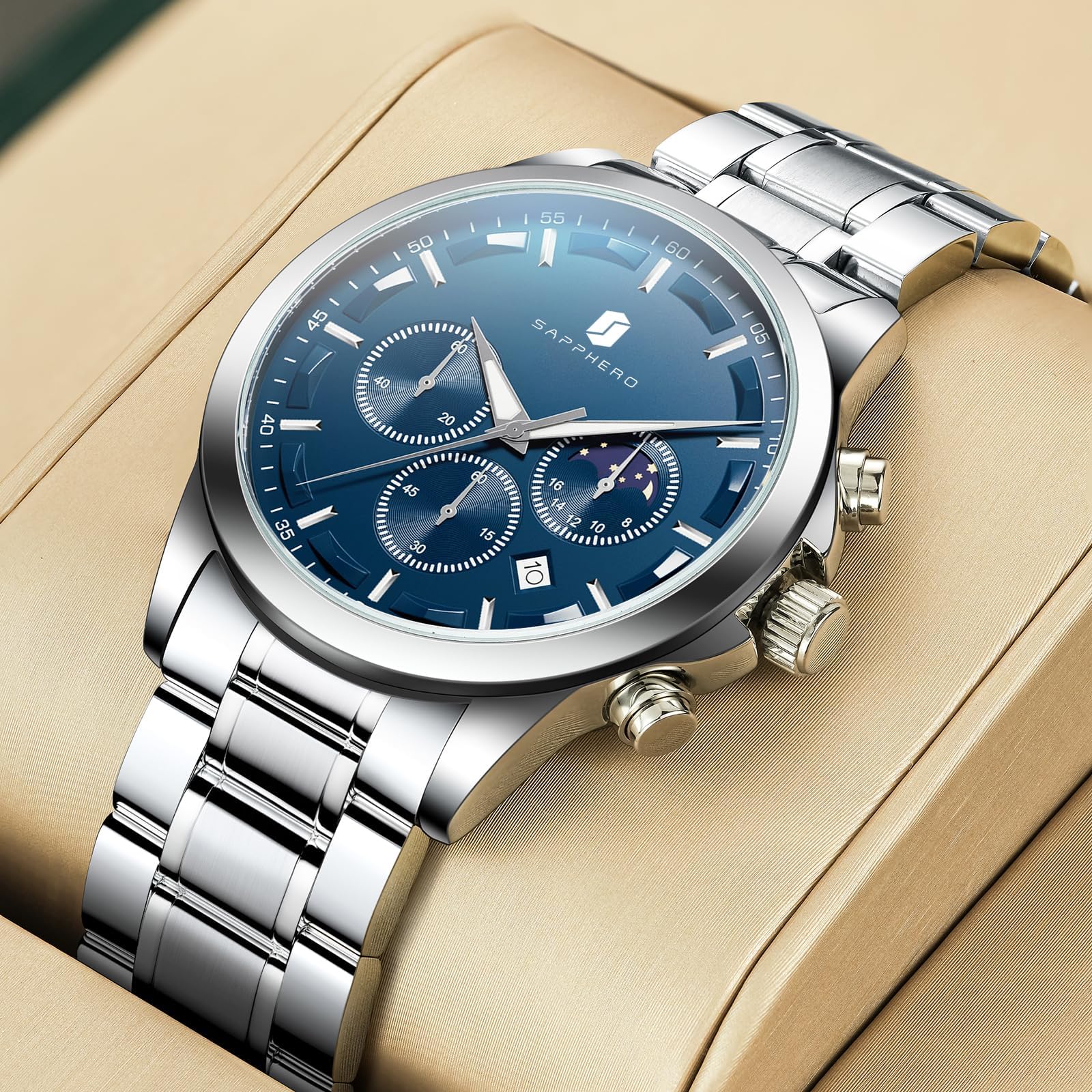 BENYAR by Relojes para Hombre Cronógrafo Indicación de Fecha 50M Reloj de Pulsera Impermeable Reloj de Pulsera clásico para Hombre Relojes analógicos de Cuarzo de Lujo Casual con Correa