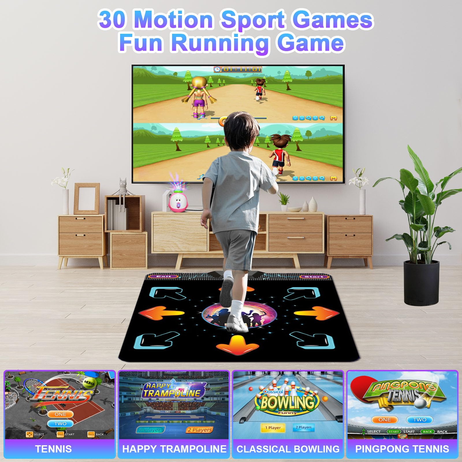 YRPRSODF Electronic Single Dance Pad,Tappetino elettronico Musicale con 100+ Giochi,200+ Canzoni,2 Controller a sensore, modalità MTV e Cartoon per Bambini di 3+ Anni