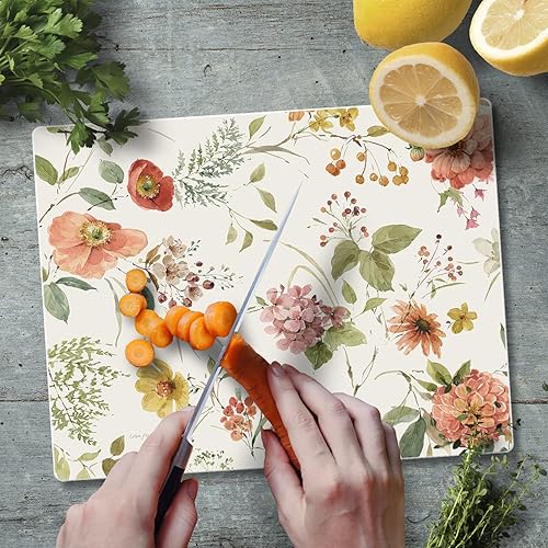 Miniatura 9 de CounterArt Pottery In Blue & White - Tabla de cortar de vidrio templado resistente al calor decorativa de 0.3 pulgadas x 0.3 pulgadas fabricada en