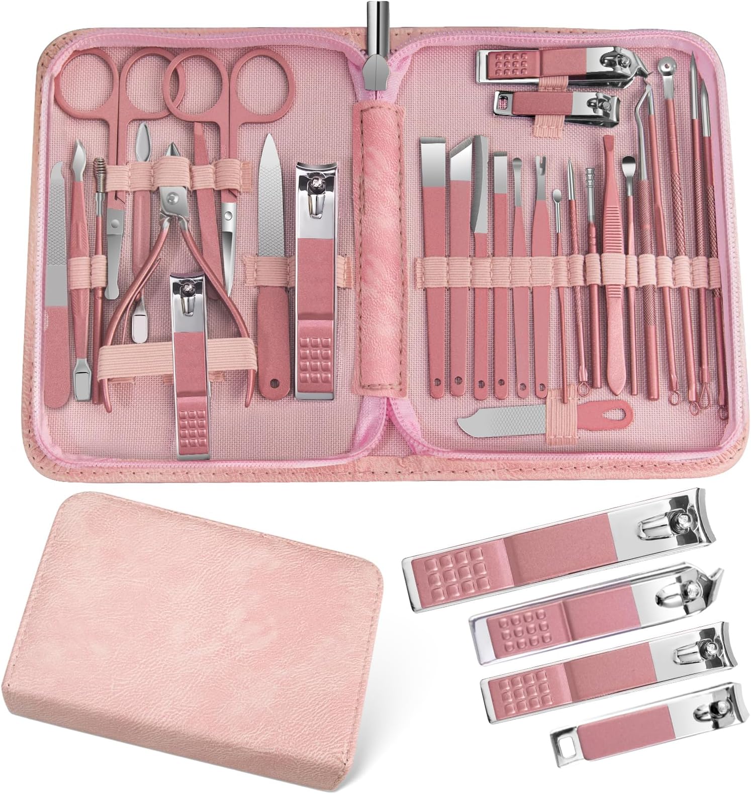 Manicure Set 30 in 1 Nail Clipper set, REDFLOW nail clippers, fingernail & toenail clippers, Manicure Tools, pedicure tools, Suitable for Travel Manicure Kit, Nail Set Kit With Everything Profe