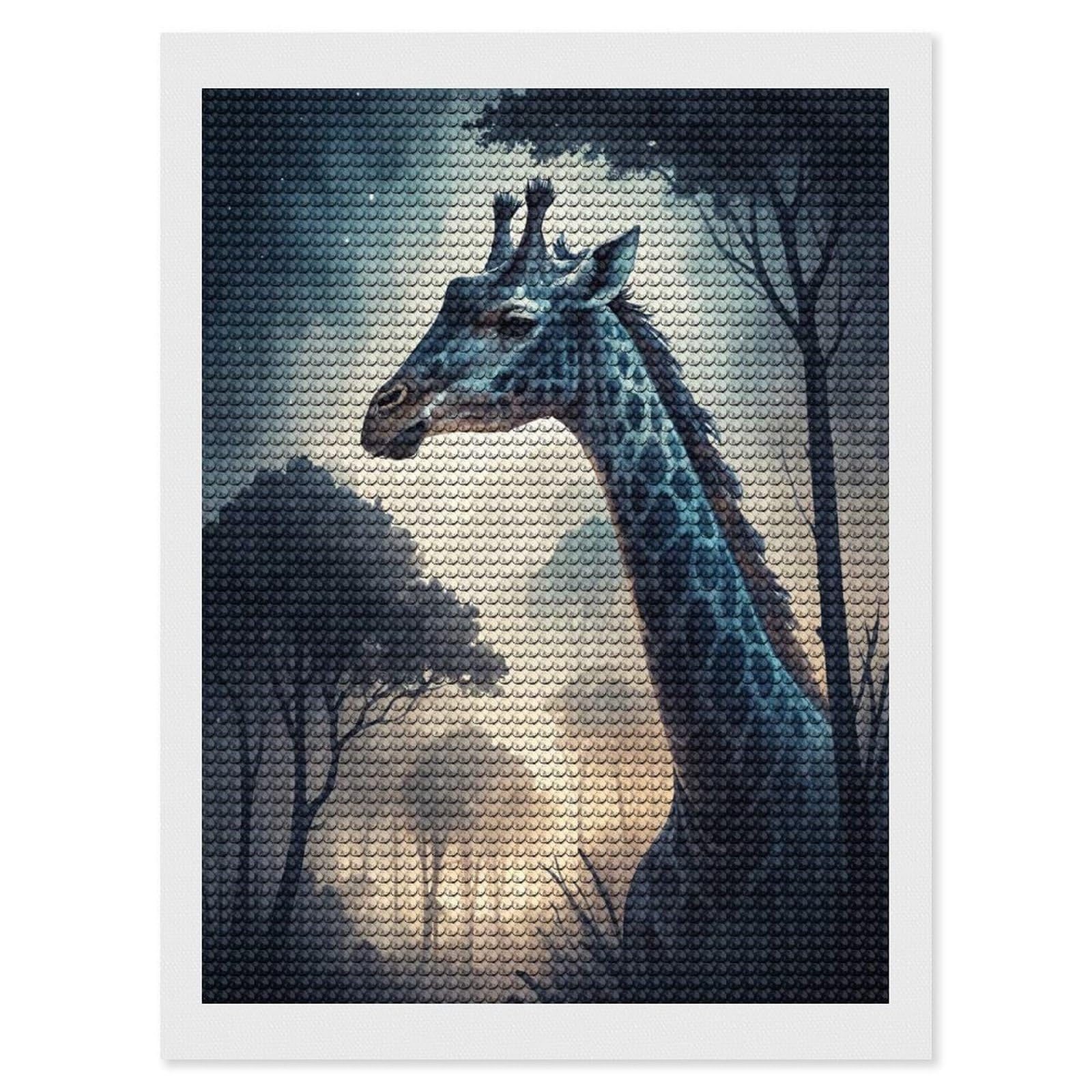 Junmoney Giraffe in A Misty Forest Diamond Art Kit 12"x16", Gift Idea, for Family Craft Time, Mindful Craft Activity, Boho Decor, Relaxing DIY Hobby