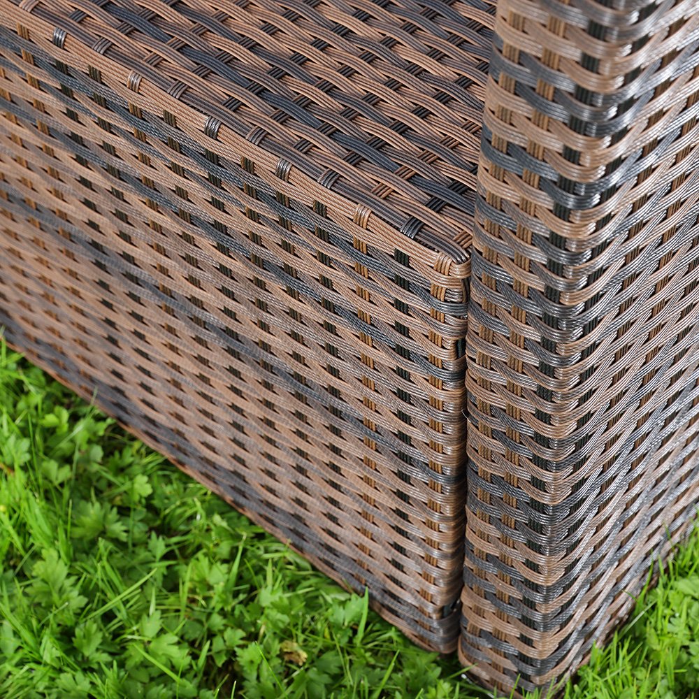 Mucola Polyrattan Gartensessel 78x62x65 cm inkl. Sitzkissen wetterfest | Rattan Sessel Lounge Sessel Relaxsessel Outdoor Balkonsessel UV-beständig | Terrassensessel waschbare Bezüge Braun/Beige