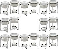 PrepWorks Progressive 5oz Ceramic Butter Warmer Fondue Set - 8 White Sets with Stands, Candles & Cups