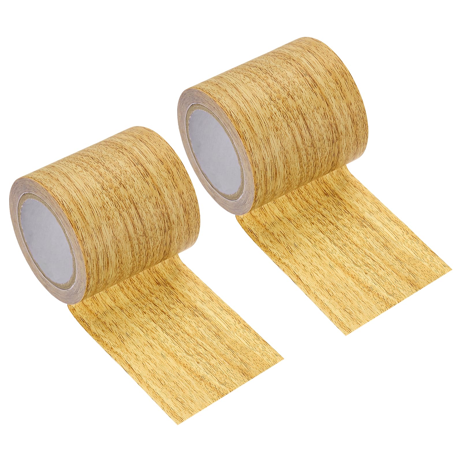 sourcing map 2 Pcs Wood Grain Repair Tape, 57mm x 4.57m Self Adhesive Wood Grain Colored Duct Tape Waterproof Repair Patch for Furniture Floor Scratch Fix, Baseboards, DIY Decor, Golden Pine