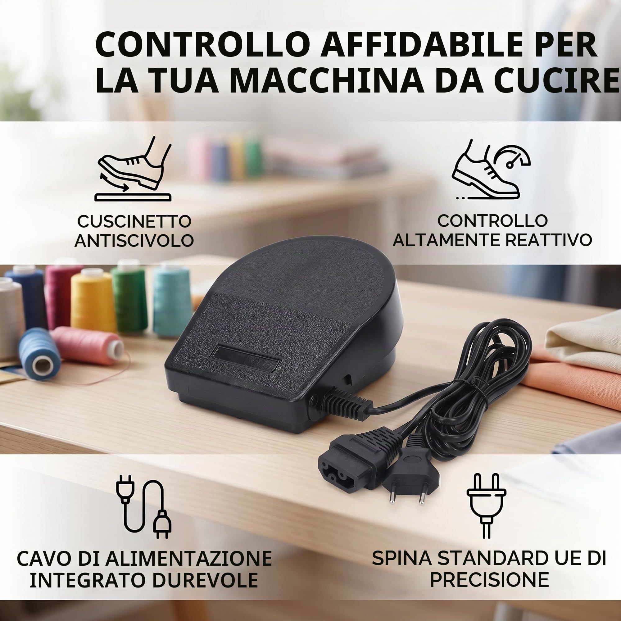 Pedale di Controllo del Pedale della Macchina da Cucire Pedale della Macchina da Cucire per Uso Domestico Pedale da Cucito Universale Multifunzionale a Forma di Ferro di Cavallo