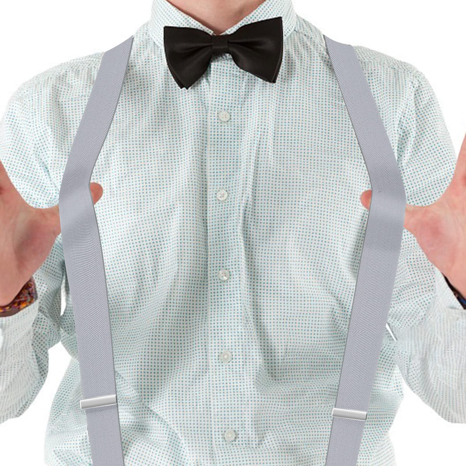 Dresime Bretelle da Uomo per pantaloni con 4 clip forti 4 cm di larghezza, per Uomini e Donne Grandi e alti Larghezza Regolabile di Elastiche e Forma a X Elastica