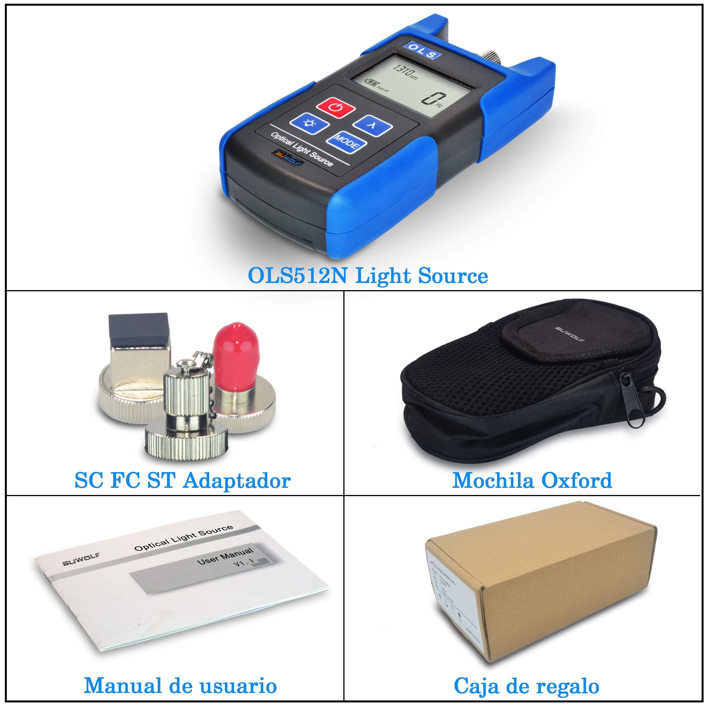 1310/1550nm Mini Fiber Optical Laser Light Source FTTH Alto Rendimiento Probador de Fibra Optica/Fiber Optic Cable Tester Tool con Adaptador SC FC ST Para CCTV/CATV Ingeniería de Mantenimiento