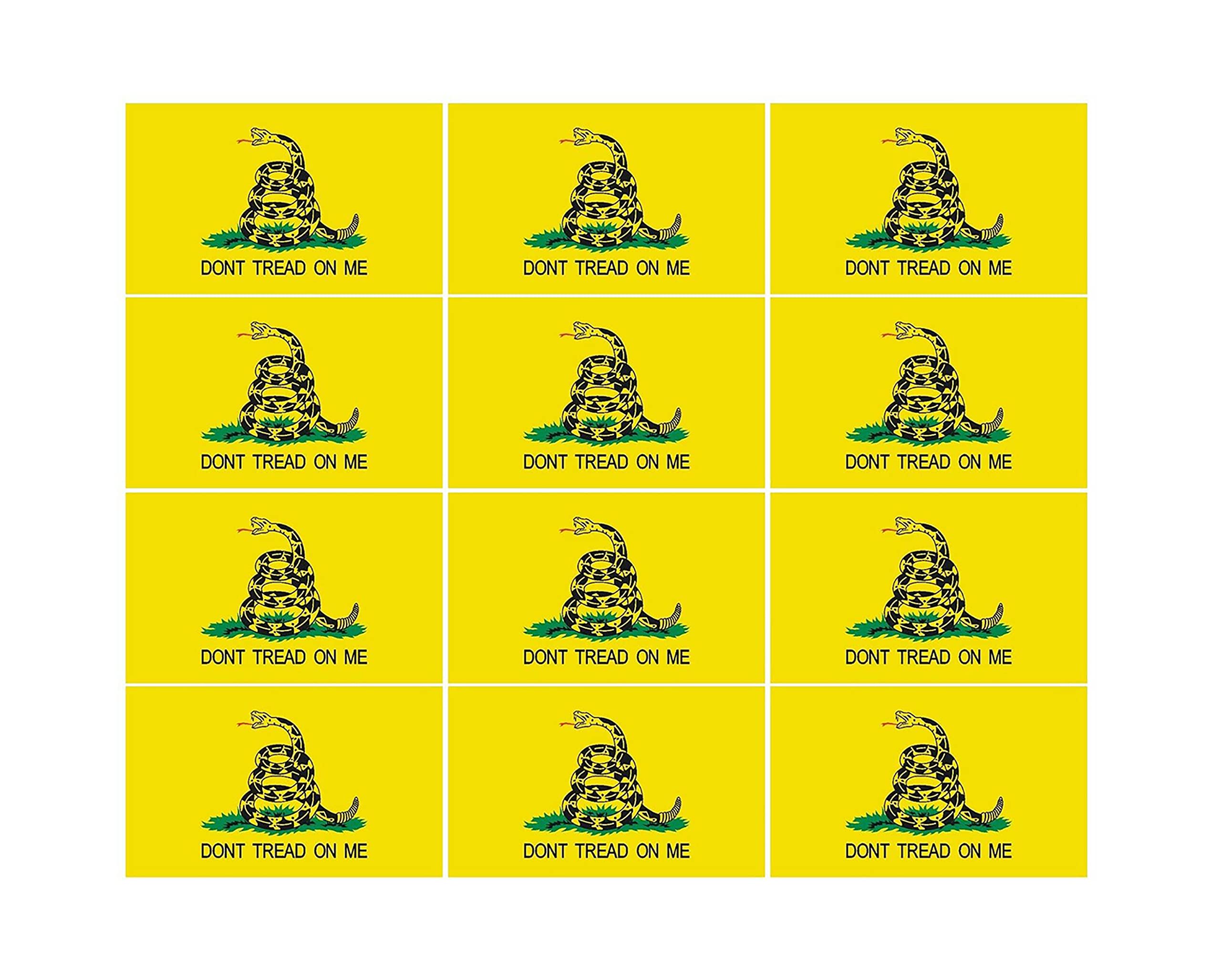 Gadsden Flag Sticker 12 Pack 2" Don't Tread on Me USA Decal Stickers