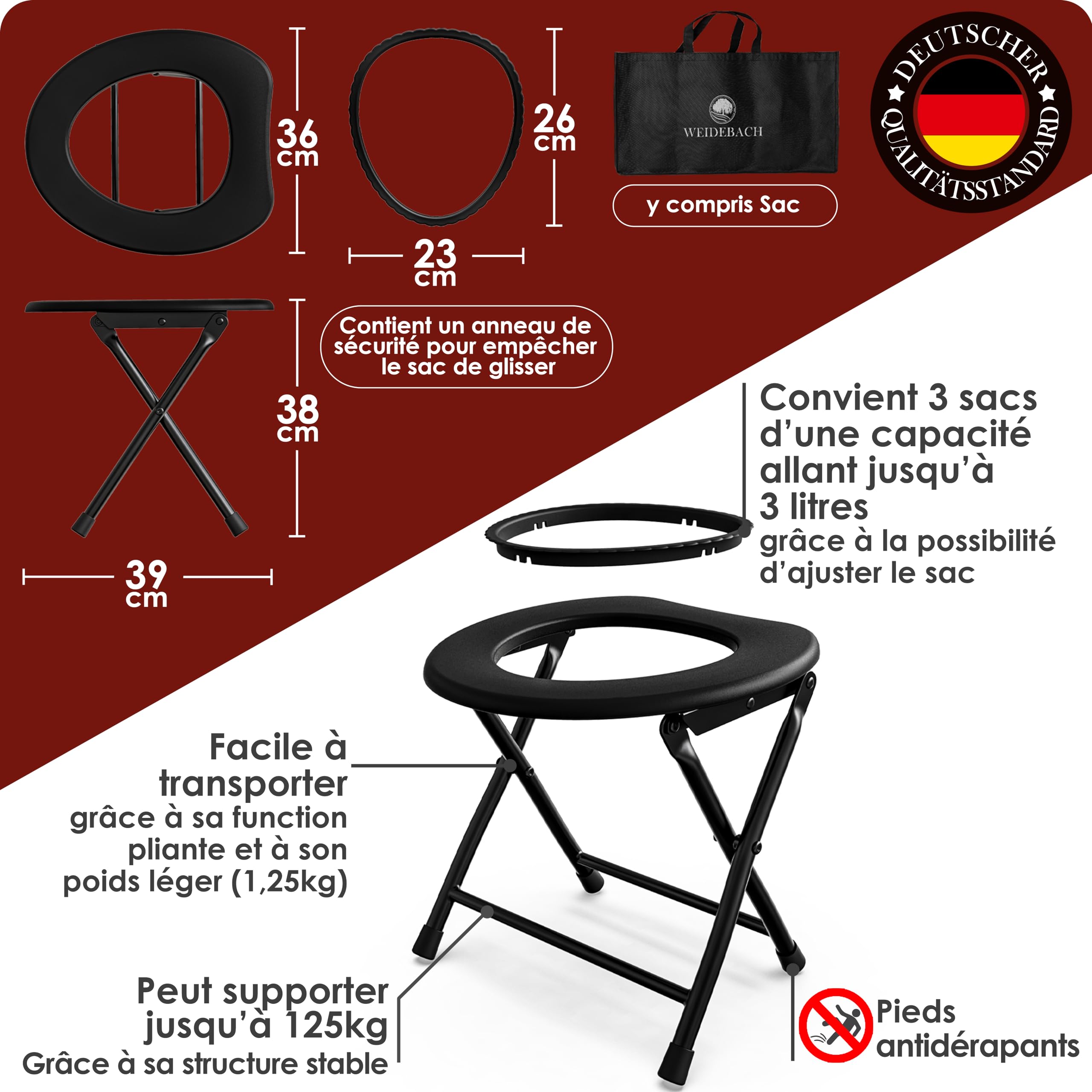 Weidebach® Toilettes Pliables